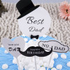 Picture of Paper Cupcake Picks Toppers Black & White Hat Mustache Message " Best Dad " 1 Set ( 4 PCs/Set)