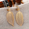 Picture of Hoop Earrings Gold Plated Leaf 90mm x 33mm, 1 Pair