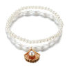 Picture of Anklet Gold Plated White Scallop Imitation Pearl 22cm(8 5/8") 20cm(7 7/8") long, 1 Set ( 2 PCs/Set)