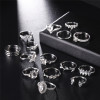 Picture of Rings Silver Heart Leaf Clear Rhinestone 1 Set ( 15 PCs/Set)