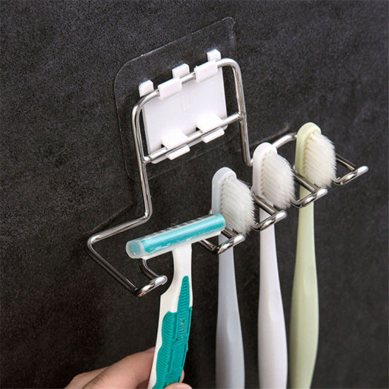 Image de Support de Brosse à Dents et Dentifrice en 201 Acier Inoxydable Argent Mat 11.8cm x 5.3cm, 1 Pièce