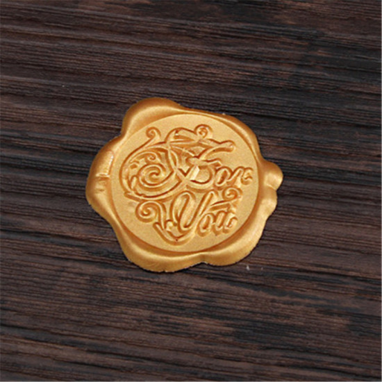 Picture of Wax DIY Scrapbook Deco Stickers Stamp Seal Message " FOR YOU " Golden 3cm x 3cm, 1 Piece