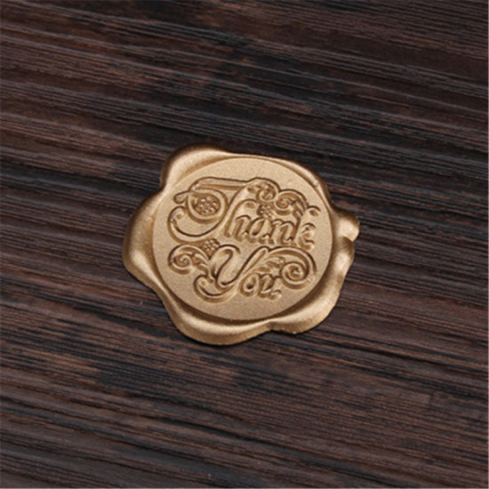Picture of Wax DIY Scrapbook Deco Stickers Stamp Seal Message " THANK YOU " Bronzed 3cm x 3cm, 1 Piece