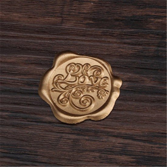 Picture of Wax DIY Scrapbook Deco Stickers Stamp Seal Message " LOVE " Bronzed 3cm x 3cm, 1 Piece
