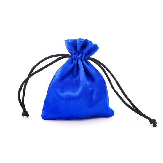 Picture of Satin Drawstring Bags Royal Blue 12cm x 9cm, 10 PCs