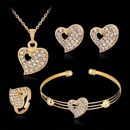 Picture of Jewelry Set Gold Plated Heart Clear Rhinestone 1 Set