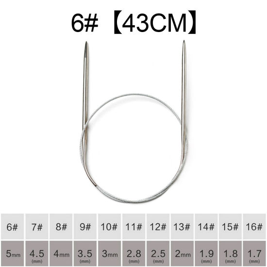 Image de 5mm Aiguille Circulaire Circulaire en Acier Inoxydable 43cm long, 1 Paire