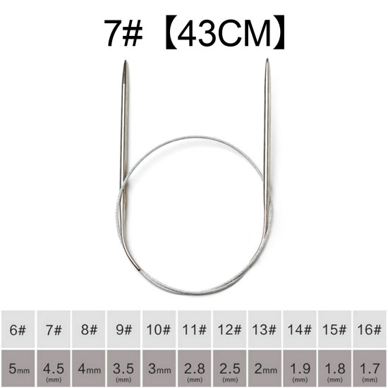 Image de 4.5mm Aiguille Circulaire Circulaire en Acier Inoxydable 43cm long, 1 Paire