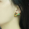 Picture of Ear Post Stud Earrings Butterfly Animal Multicolor Rhinestone 25mm x 20mm, 1 Pair
