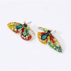 Picture of Ear Post Stud Earrings Butterfly Animal Multicolor Rhinestone 25mm x 20mm, 1 Pair