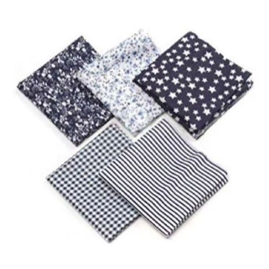 Picture of Cotton Handkerchief Square Mixed Black 36cm x 36cm, 5 PCs