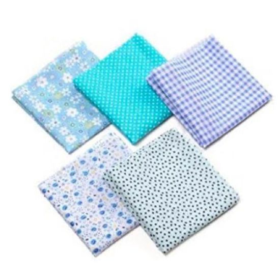 Изображение Cotton Handkerchief Square Mixed Blue 36cm x 36cm, 5 PCs