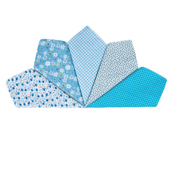 Picture of Cotton Handkerchief Square Mixed Blue 36cm x 36cm, 5 PCs