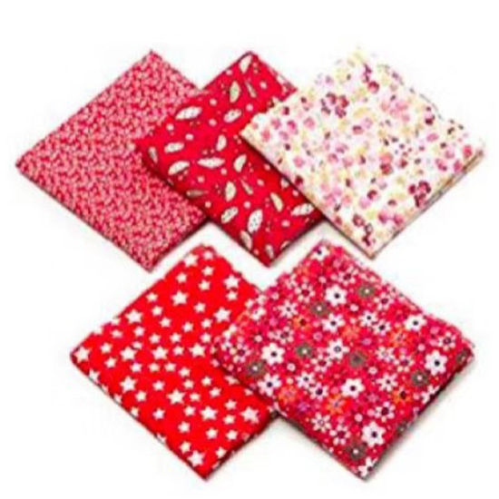 Picture of Cotton Handkerchief Square Mixed Red 36cm x 36cm, 5 PCs