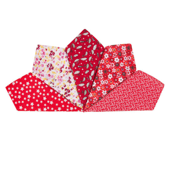 Picture of Cotton Handkerchief Square Mixed Red 36cm x 36cm, 5 PCs