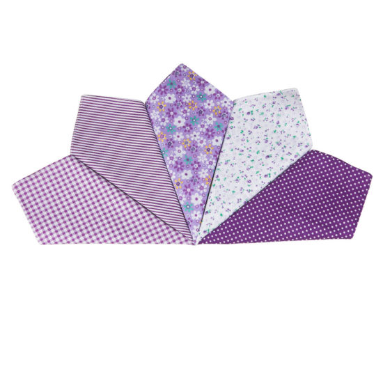 綿 ハンカチ 正方形 ミックス 紫 36cm x 36cm、 5 本 の画像