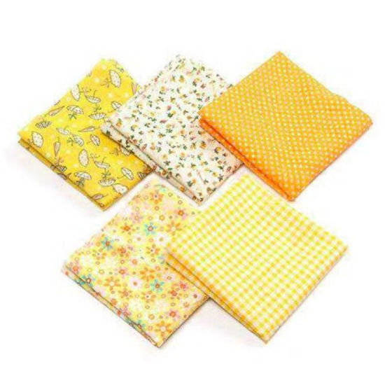 Bild von Baumwolle Taschentuch Quadrat Mit verschiedenen Muster Gelb 36cm x 36cm, 5 Strange