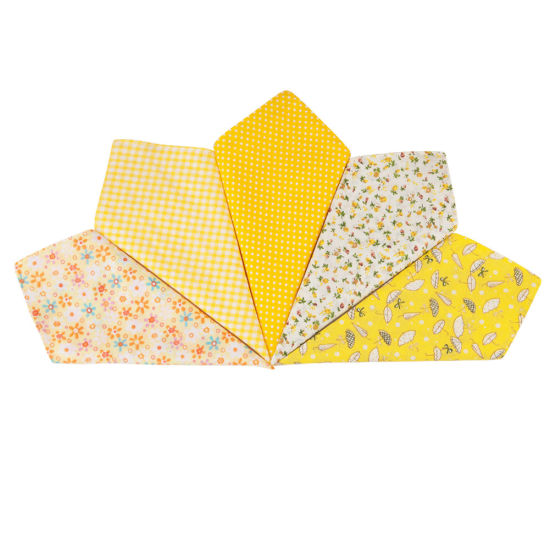 Bild von Baumwolle Taschentuch Quadrat Mit verschiedenen Muster Gelb 36cm x 36cm, 5 Strange