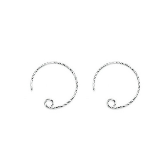 Picture of Sterling Silver Ear Wire Hooks Earring Findings Findings Round Silver Color 15mm, Post/ Wire Size: (20 gauge), 1 Pair