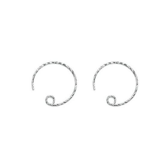 Picture of Sterling Silver Ear Wire Hooks Earring Findings Findings Round Silver Color 15mm, Post/ Wire Size: (20 gauge), 1 Pair