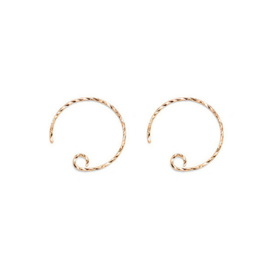 Picture of Sterling Silver Ear Wire Hooks Earring Findings Findings Round Champagne Gold 15mm, Post/ Wire Size: (20 gauge), 1 Pair