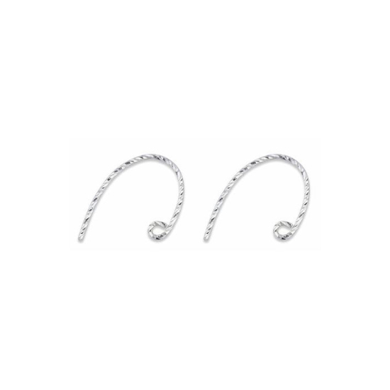 Picture of Sterling Silver Ear Wire Hooks Earring Findings Findings C Shape Silver Color 21mm x 14mm, Post/ Wire Size: (20 gauge), 1 Pair