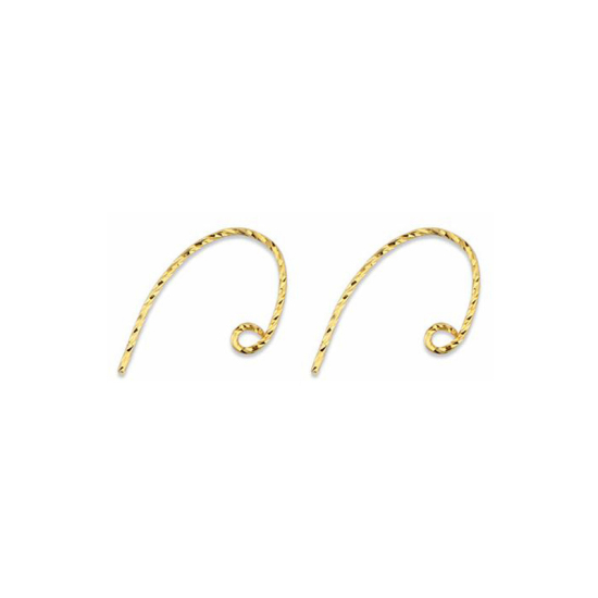 Picture of Sterling Silver Ear Wire Hooks Earring Findings Findings C Shape Gold Plated 21mm x 14mm, Post/ Wire Size: (20 gauge), 1 Pair