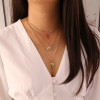 Picture of Multilayer Layered Necklace Gold Plated Red & Blue Tree Pepper 36cm(14 1/8") long, 1 Piece