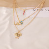 Picture of Multilayer Layered Necklace Gold Plated Red & Blue Tree Pepper 36cm(14 1/8") long, 1 Piece