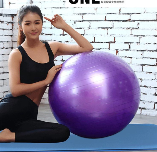 Picture of Purple - Sports Yoga Balls Pilates Fitness Gym Balance Fitball Exercise Training Workout Massage Ball 55cm without pump