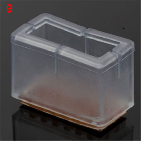 Picture of Translucent - 9# PVC Non-Slip Wear-Resistan Mute Rectangle Furniture Table Chair Leg Floor Feet Cap Cover Protector, 10 PCs