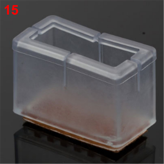 Picture of Translucent - 15# PVC Non-Slip Wear-Resistan Mute Rectangle Furniture Table Chair Leg Floor Feet Cap Cover Protector, 10 PCs