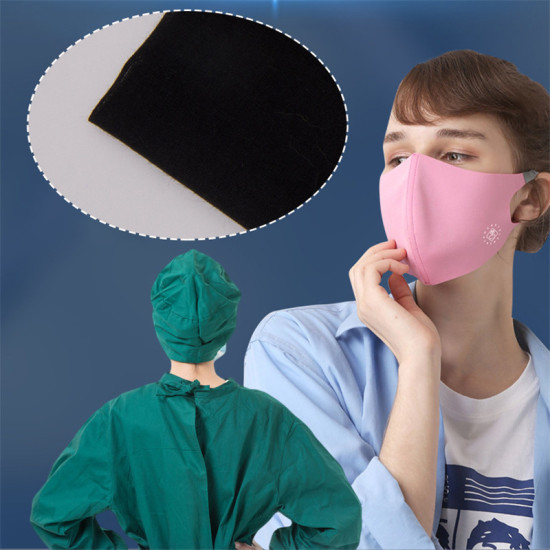 ブラック-手作り ハンドメイド DIY マスク用布  綿 無地ダンガリー 入学入園服を作る150cm x 100cm の画像