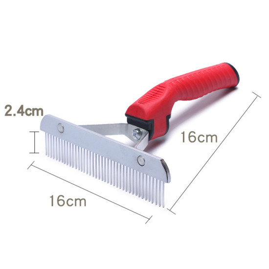 Picture of Red Comb Long Thick Hair Fur Removal Brush Stainless Steel Lightweight Pets Dog Cat Grooming Combs For Shaggy Dogs Barber