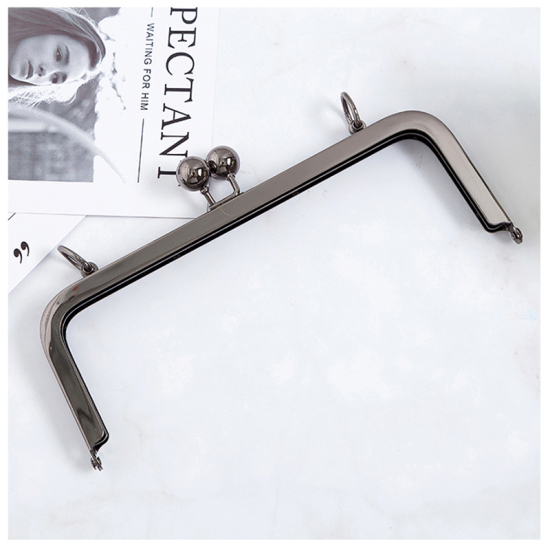 Picture of Zinc Based Alloy Kiss Clasp Purse Frame Handles Ball Gunmetal 20.5cm, 1 Piece