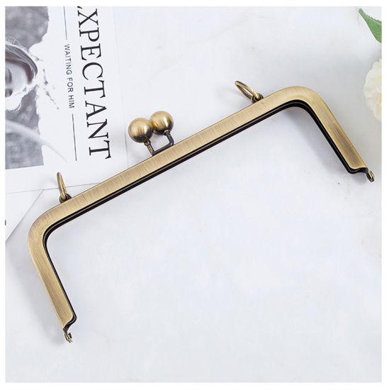 Picture of Zinc Based Alloy Kiss Clasp Purse Frame Handles Ball Antique Bronze 20.5cm, 1 Piece