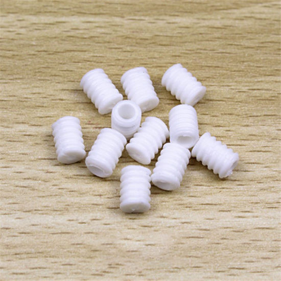 Picture of Rubber Buckle Fastener For Adjustable Mask Rope Accessory White Cylinder 9mm x 6mm, 100 PCs