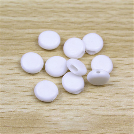 Picture of Rubber Buckle Fastener For Adjustable Mask Rope Accessory White Flat Round 10mm, 100 PCs