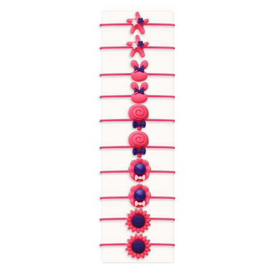 Picture of Elastic Band Hair Ties Band Red Daisy Flower Lollipop 3.3cm Dia., ( 10PCs/Set) 1 Set