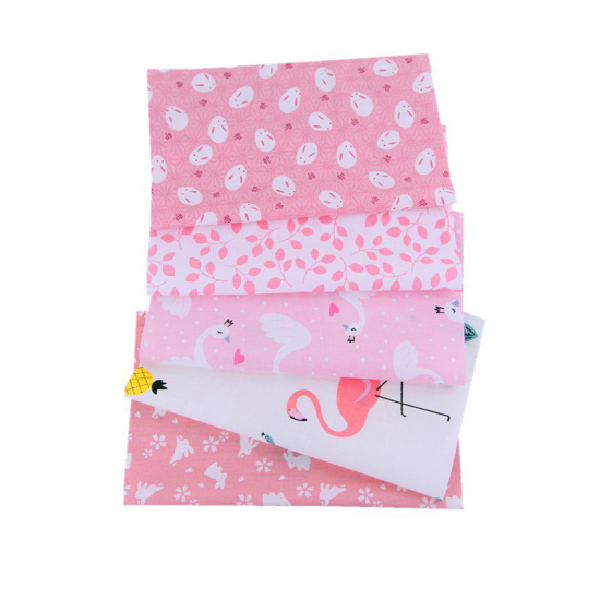 Picture of Pink - 5 Pcs 20x25cm DIY Patchwork Fabric Cotton Printed Cloth Set DIY Mask Sewing Material