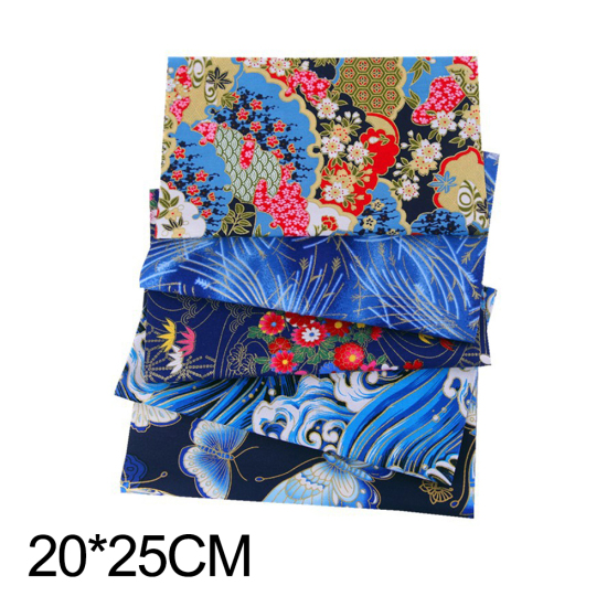 Image de Multicolore - 5 pièces 20x25cm Tissu de patchwork bricolage Ensemble de tissu imprimé en coton Masque de bricolage Matériel de coutur
