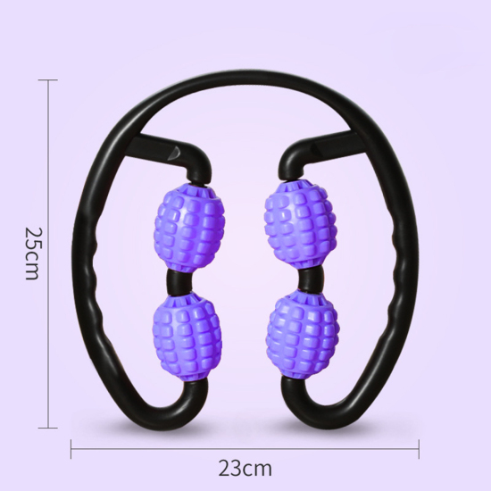 Picture of Purple - Shape Trigger Point Massage Roller for Arm Leg Neck Muscle Tissue for Fitness Gym Yoga Pilates Sports 4 Wheel