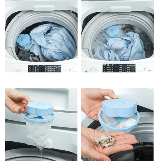 Picture of Blue - Filter Bag Washer Style Mesh Filtering Hair Removal Floating Laundry Clean Dryer Balls Laundry Detergent Lint Catcher