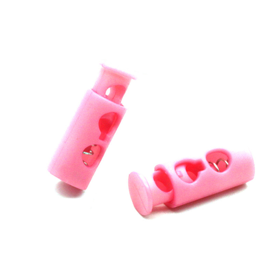 Picture of Pink - 24mm x 9mm 10pcs Plastic Cord Lock Stopper 2 Holes Toggle Hat Elastic Rope Lock Clips Shoelace Clamp DIY Garment Accessories