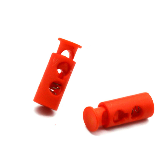Picture of Orange - 24mm x 9mm 10pcs Plastic Cord Lock Stopper 2 Holes Toggle Hat Elastic Rope Lock Clips Shoelace Clamp DIY Garment Accessories