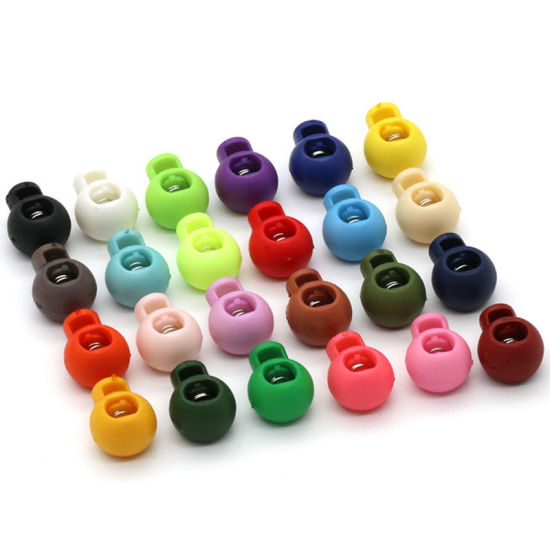 Image de Blanc - 22mm x 17mm 10 pcs Boule En Plastique Colorée Ronde Cordon De Verrouillage Printemps Arrêt Bascule Bouchon Clip Pour Sportswear Vêtements Chaussures Corde DIY Pièces D'artisanat