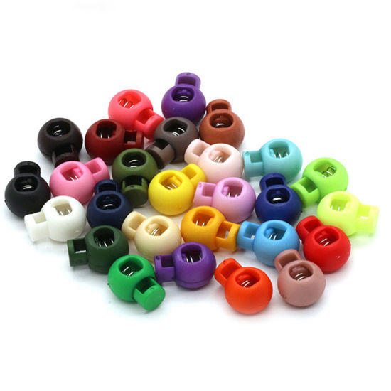 Image de Blanc - 22mm x 17mm 10 pcs Boule En Plastique Colorée Ronde Cordon De Verrouillage Printemps Arrêt Bascule Bouchon Clip Pour Sportswear Vêtements Chaussures Corde DIY Pièces D'artisanat