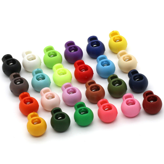 Image de Beige - 22mm x 17mm 10 pcs Boule En Plastique Colorée Ronde Cordon De Verrouillage Printemps Arrêt Bascule Bouchon Clip Pour Sportswear Vêtements Chaussures Corde DIY Pièces D'artisanat