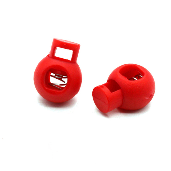 Изображение Red - 22mm x 17mm 10pcs Colorful Plastic Ball Round Cord Lock Spring Stop Toggle Stopper Clip For Sportswear Clothing Shoes Rope DIY Craft Parts