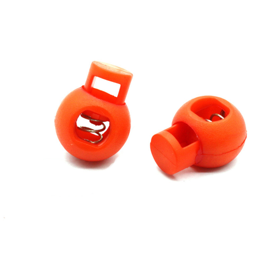 Изображение Orange - 22mm x 17mm 10pcs Colorful Plastic Ball Round Cord Lock Spring Stop Toggle Stopper Clip For Sportswear Clothing Shoes Rope DIY Craft Parts